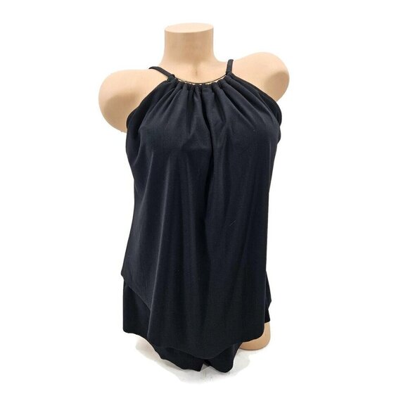 New Magicsuit Halo Effect Goldie Romper Swimsuit Womens 12 Black Bathing Suit - Picture 2 of 10